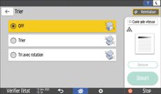 Illustration de l'écran du panneau de commande