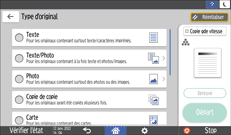 Illustration de l'écran du panneau de commande