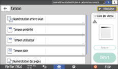 Illustration de l'écran du panneau de commande