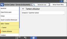 Illustration de l'écran du panneau de commande