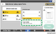 Illustration de l'écran du panneau de commande