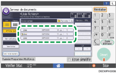 Illustration de l'écran du panneau de commande