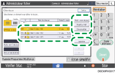 Illustration de l'écran du panneau de commande