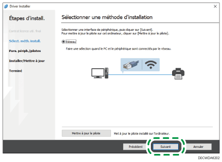 Illustration du programme d'installation du pilote