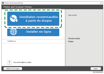 Illustration du programme d'installation du pilote