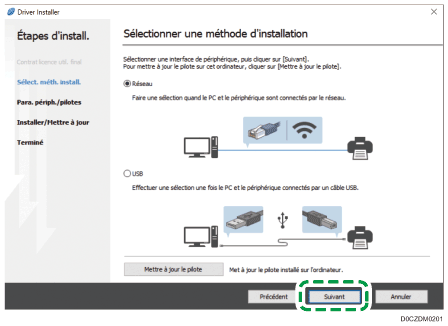 Illustration du programme d'installation du pilote