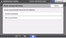 Illustration de l'écran du panneau de commande
