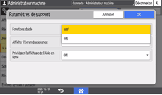 Illustration de l'écran du panneau de commande