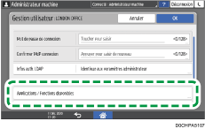 Illustration de l'écran du panneau de commande