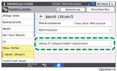 Illustration de l'écran du panneau de commande