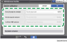 Illustration de l'écran du panneau de commande