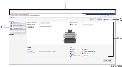 Illustration de l'écran du navigateur Web avec légende numérotée
