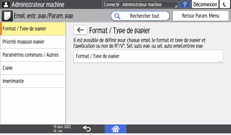 Illustration de l'écran du panneau de commande