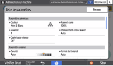 Illustration de l'écran du panneau de commande