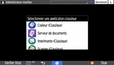 Illustration de l'écran du panneau de commande