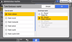 Illustration de l'écran du panneau de commande