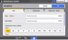 Illustration de l'écran du panneau de commande