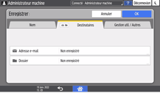 Illustration de l'écran du panneau de commande