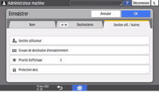 Illustration de l'écran du panneau de commande