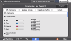Illustration de l'écran du panneau de commande