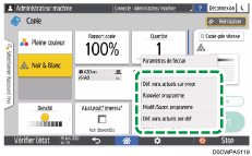 Illustration de l'écran du panneau de commande