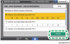 Illustration de l'écran du panneau de commande