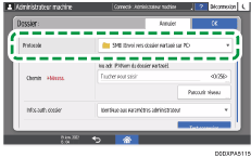 Illustration de l'écran du panneau de commande