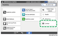 Illustration de l'écran du panneau de commande