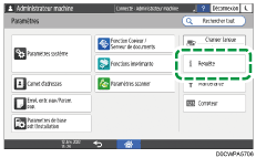 Illustration de l'écran du panneau de commande