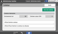 Illustration de l'écran du panneau de commande