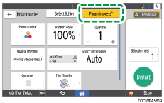 Illustration de l'écran du panneau de commande