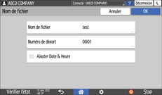Illustration de l'écran du panneau de commande