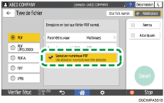 Illustration de l'écran du panneau de commande
