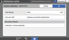Illustration de l'écran du panneau de commande