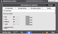 Illustration de l'écran du panneau de commande