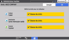 Illustration de l'écran du panneau de commande