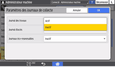 Illustration de l'écran du panneau de commande