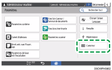 Illustration de l'écran du panneau de commande