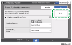 Illustration de l'écran du panneau de commande