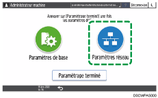 Illustration de l'écran du panneau de commande