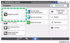 Illustration de l'écran du panneau de commande
