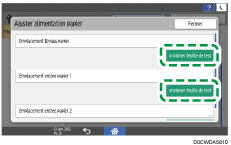 Illustration de l'écran du panneau de commande