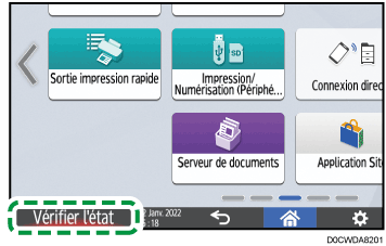 Illustration de l'écran du panneau de commande