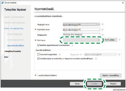Az illesztőprogram-telepítő ábrája
