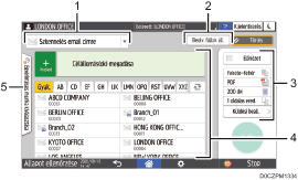 Kezelőpanel képernyőjének számozott jelölésű illusztrálása