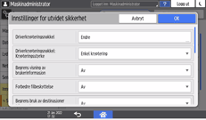 Illustrasjon av betjeningspanelet