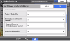 Illustrasjon av betjeningspanelet