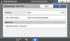 Illustrasjon av betjeningspanelet