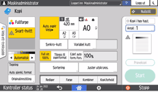 Illustrasjon av betjeningspanelet