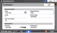 Illustrasjon av betjeningspanelet